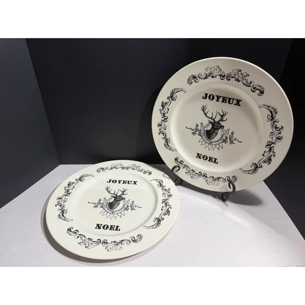 Royal Stafford Carly Dodsley Joyeux Noel Stag Dinner Plates Made in England